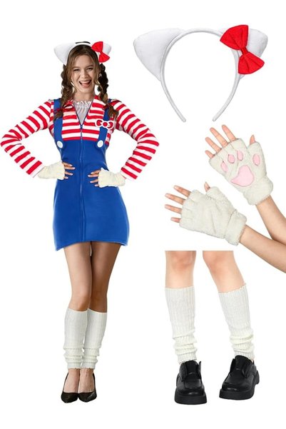 SYOSI 3 Pcs Halloween Kitty Costume Accessories Set – Cat Ear Headband, Paws ...