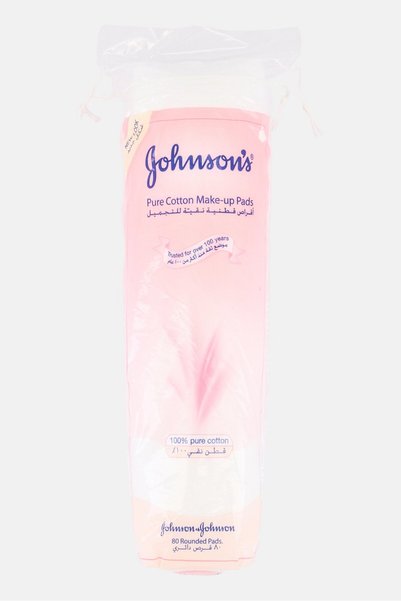 Johnson's 80 Counts Pure Cotton Rounded Make-Up Pads, White