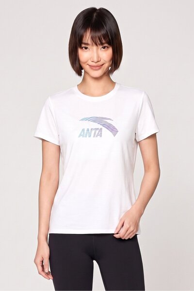 Anta Women Relaxed Fit Short Sleeve Training T-Shirt, White