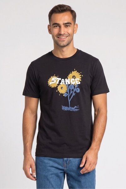 Stance Men Crew Neck Short Sleeve Brand Logo T-Shirt, Black