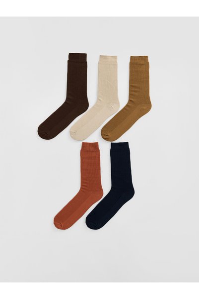 LC Waikiki Nevavm Farkıyla Lcw Accessories Green Plain 5-Piece Pack Men's Socks