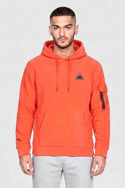 Anta Men Regular Fit Long Sleeve Outdoor Hoodie, Orange