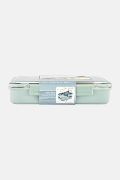 Gourmet Rectangle Lunch Box With 3 Removable Compartments, Light Olive