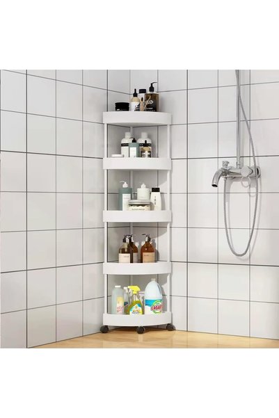 GENERAL 5-Layer Shower Caddy Corner Shelves, Bathroom Shelving Unit Cart with...