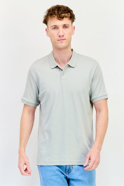 CELIO Men Regular Fit Short Sleeves Solid Polo Shirt, Light Grey