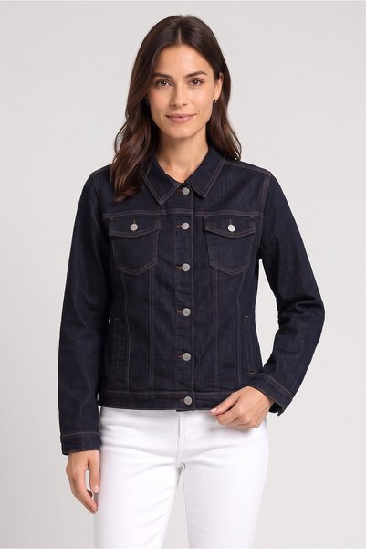 QED London Women Plain Denim Jacket, Navy
