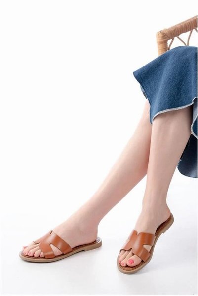 Nur store Çanta Women's Orthopedic Leather Genuine Home Slippers · Color: Tan...