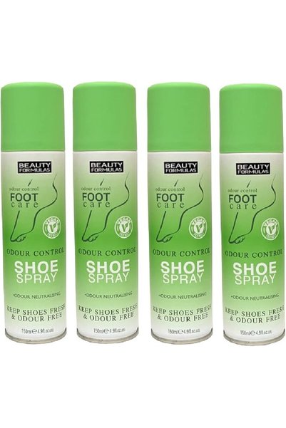 BEAUTY FORMULAS بخاخ أحذية للتحكم بالروائح 150 مل (عبوة من 4 قطع)
