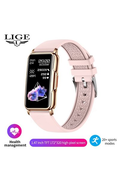 Generic ساعة ذكية نسائية LIGE BW0451 بشاشة 1.47 بوصة مع وظائف الكرونوغراف ومر...