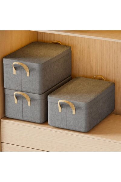REOCLE REOCLE3 Pack Fabric Storage Organizer Bin with Lid for Clothes, Carry ...