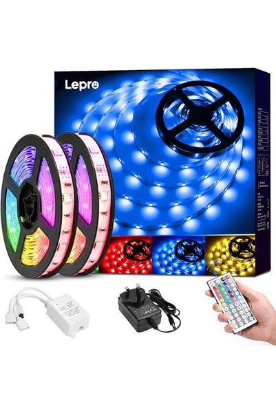 LEPRO شريط إضاءة LED بطول 15 متر (2×7.5 متر)، شريط LED متغير الألوان RGB مع ج...