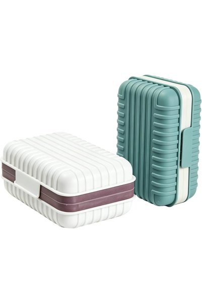 Cozycollections حامل صابون للسفر (قطعتان)، صحن صابون مانع للتسرب مع صينية قاب...