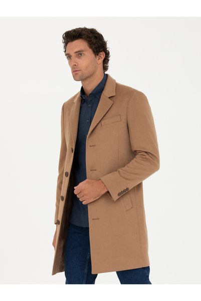 Cacharel Camel Kaşmir Palto Slim Fit 50270706-VR015