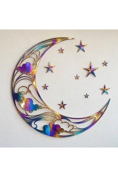 Generic Brand Iridescent Moon & Stars Art, Made to Order in UAE