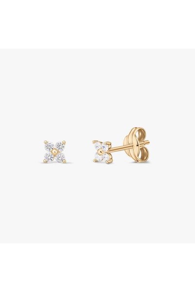 Indira Jewelry Cercei din aur Edelweiss - Zirconiu