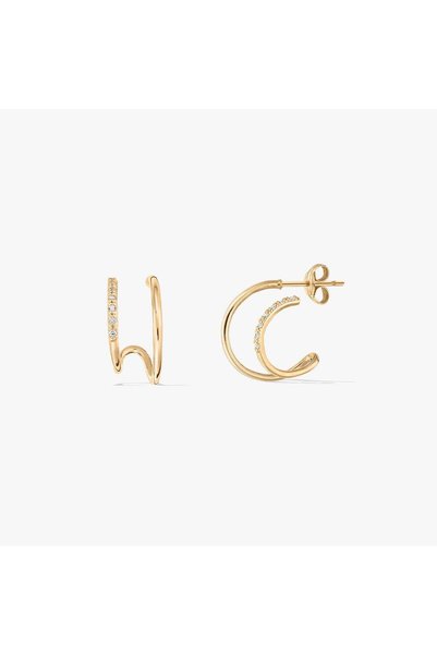 Indira Jewelry Cercei din aur Double Hoops