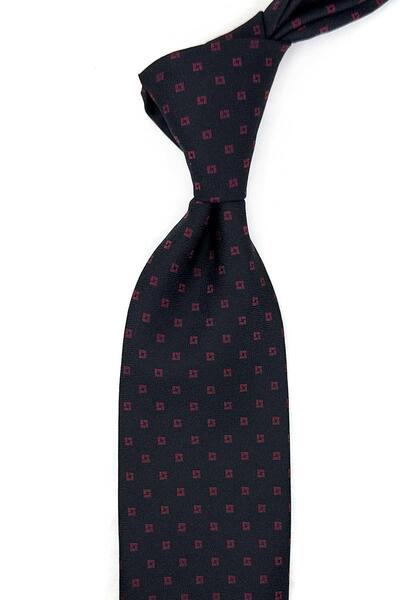 Kravatkolik Black Small Patterned Classic Tie with Handkerchief Kk14151