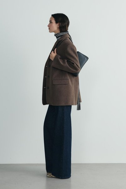Suud Collection Kahverengi Gina Kaşe Blazer Ceket