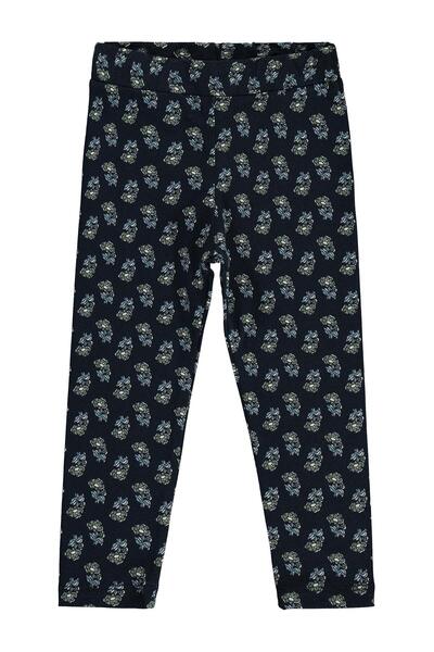 Civil Girls Floral Printed Leggings for 2-5 Years Old - Navy Blue