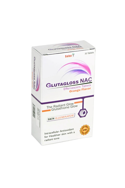 GlutaGlow Glutagloss NAC Orange Flavour L Glutathione,Vitamin C + NAC - 30 Ef...