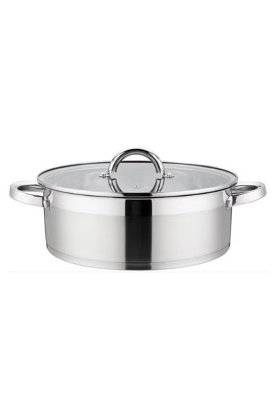 GRÜNBERG Set 2 x Cratita din Inox cu Capac din Sticla, 24 cm, 3.80 l, Grunber...