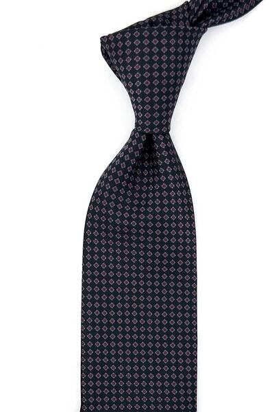 Kravatkolik Black Small Pattern Classic Tie with Handkerchief Kk14148