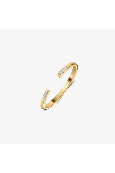 Indira Jewelry Ασημένιο δαχτυλίδι Χρυσό Ανοιχτό Δαχτυλίδι - Ζιρκόνιο
