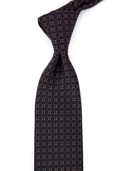 Kravatkolik Black Motif Pattern Classic Tie with Handkerchief Kk14089