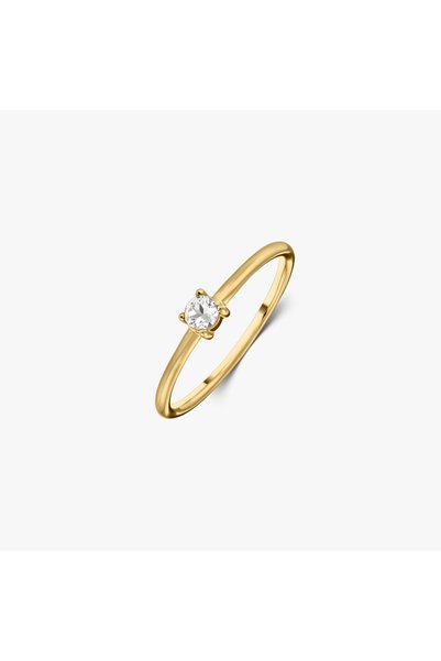 Indira Jewelry Златен сребърен пръстен с камък за месеца на раждане (април) -...