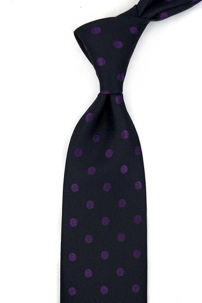 Kravatkolik Black Polka Dot Pattern Classic Tie with Handkerchief Kk14100