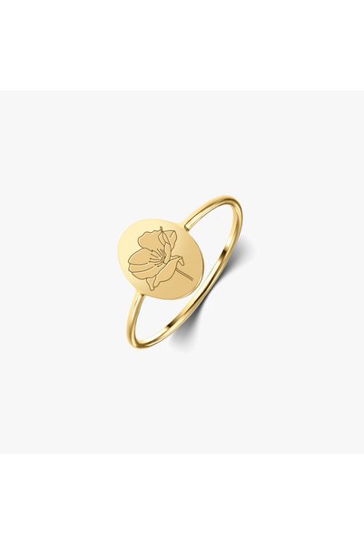 Indira Jewelry Inel din argint Birthflower Golden - August Poppy