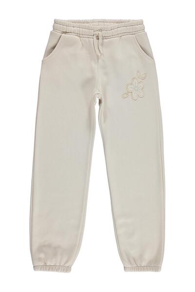 Civil Girls Floral Appliqued Sweatpants for 10-13 Years Old - Beige