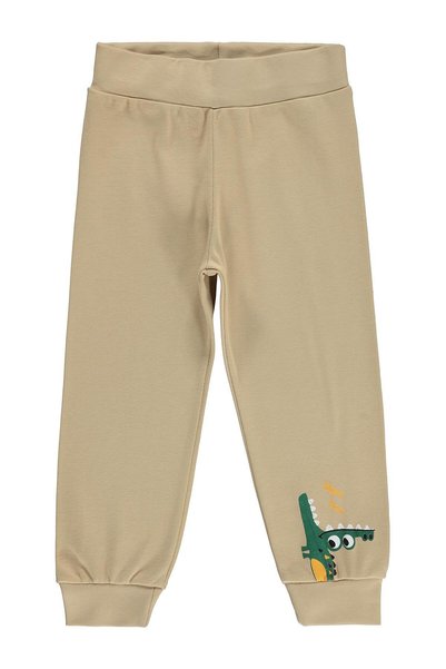 Civil Boys Crocodile Printed 2-5 Years Old Sweatpants Km - Beige