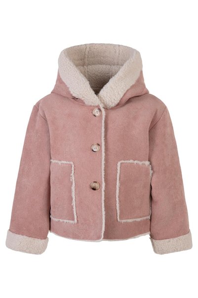 Civil Girls Buttoned Suede Coat for 2-5 Years - Pink