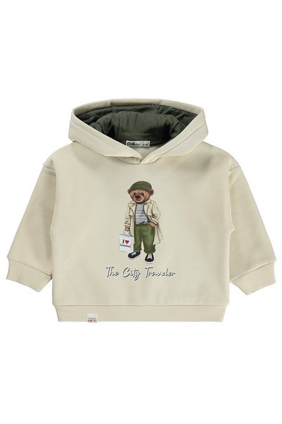 Civil Boys Hooded Bear Printed Sweatshirt for 2-5 Years - Beige