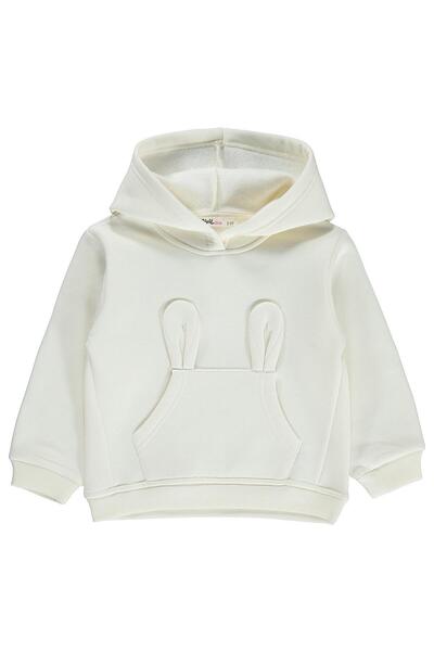Civil Girls Kangaroo Pocket Sweatshirt for 2-5 Years Old - Ecru