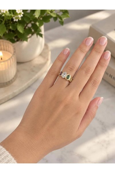GAMBU Multi-Colored Stone Vintage Design Adjustable Women's Ring
