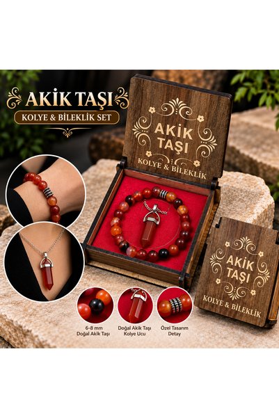 tesbihciniz Natural Agate Stone Prism Necklace & Bracelet Men'S/Women's Jewel...
