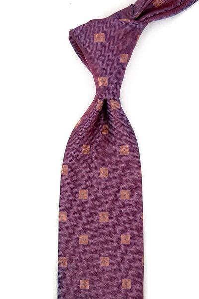 Kravatkolik Tile Square Pattern Classic Tie with Handkerchief Kk14133
