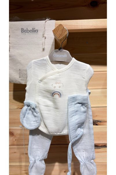 Caramell 100% Cotton Muslin Set of 5 Blue