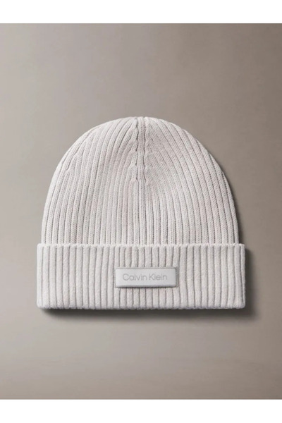Calvin Klein Men's Brand Logo Beanie in Light Gray, Suitable for Daily Use