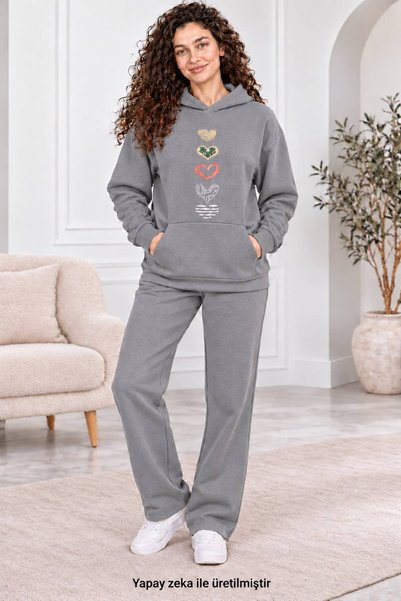 caddekombin Women's Minimalist Pattern Graphic Printed Tracksuit Set - Flowy ...