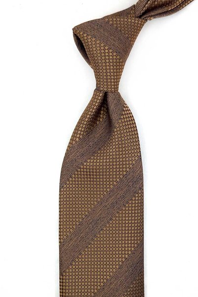 Kravatkolik Saffron Stripe Pattern Classic Tie with Handkerchief Kk14076