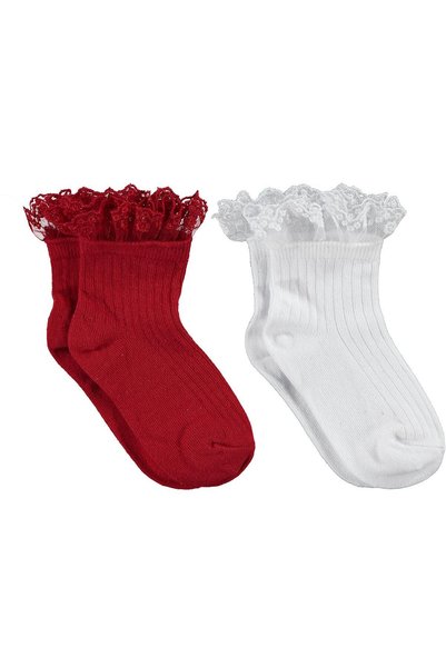 Civil Girls 2-Piece Set of Girls' Socks with Lace Accessories for Ages 3-11