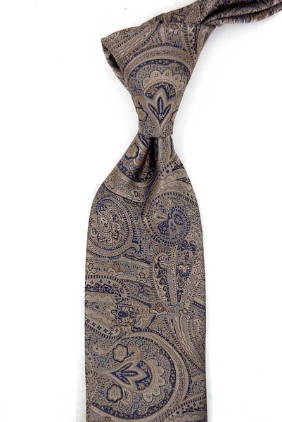 Kravatkolik Beige Shawl Patterned Handkerchief Classic Tie Kk14090