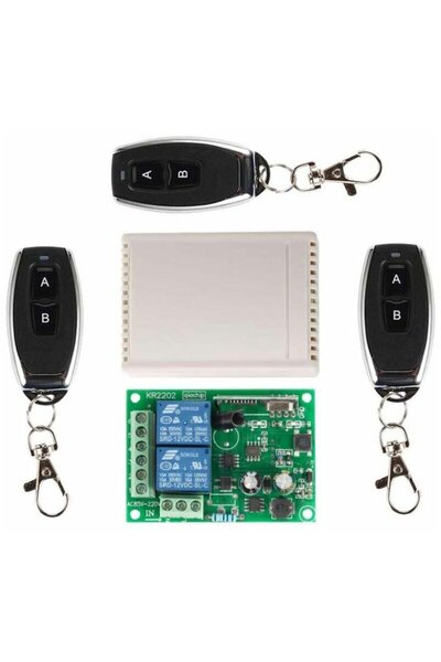 Noonedibs Telecomandă wireless cu 2 canale AC 220V, modul releu receptor RF 4...