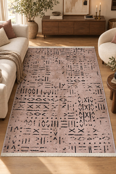 OZENA Özel Ölçü Kaymaz Tabanlı Oturma Odası Koridor Halısı Robot Süpürge Uyumlu Kolay Temizlenebilir Polyester Pamuk Karışımı