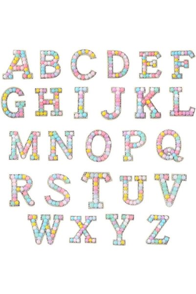 Generic Iron-on Transfers, Letter A Z Pearl Rhinestone English Letter Patches...