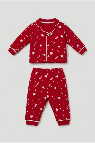zumino Unisex Baby Star Patterned Buttoned Pajama Set