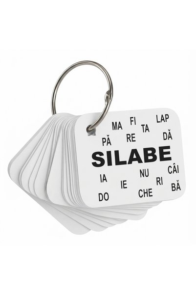 Generic Brand Set 72 Cartonase Educative cu Silabe - Invatam Sa Citim, Carton Plastifiat, cu Inel Metalic